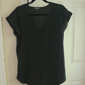 Express Women's Black V-Neck Top